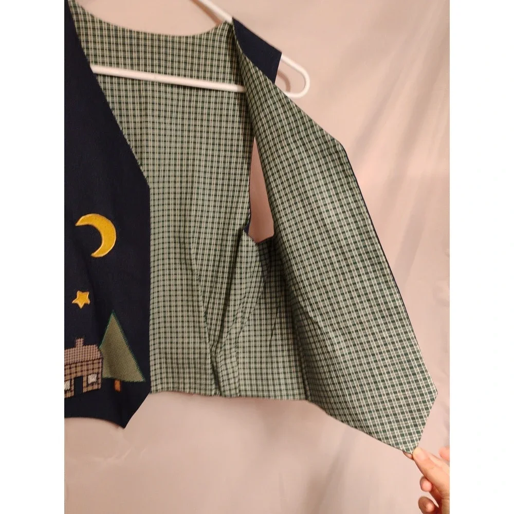 Brand New Handmade Women's MEDIUM M Denim Night‎ Moon Stars Town Church Vest